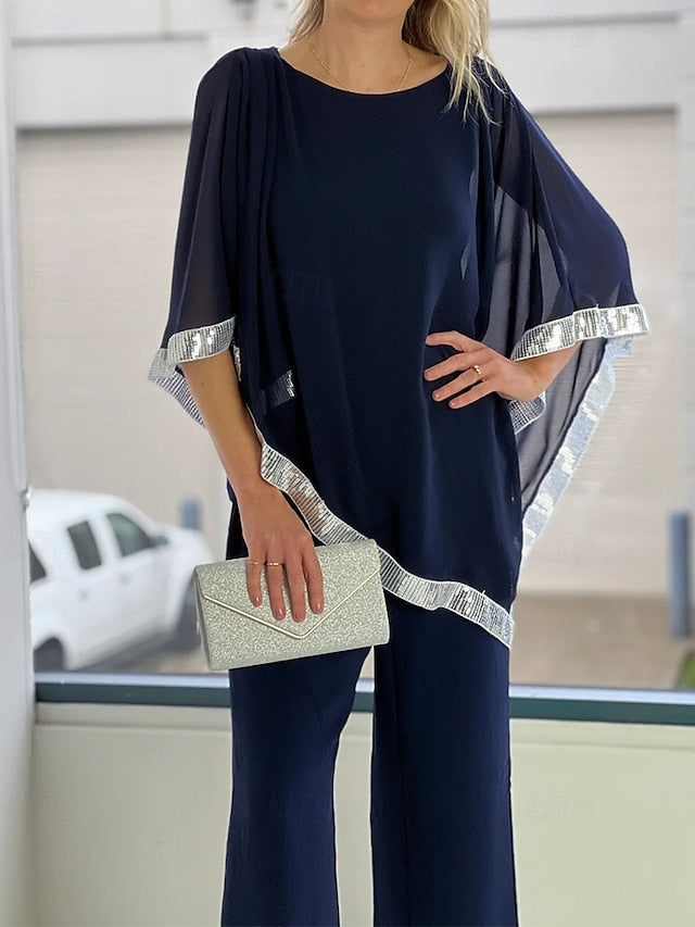 the Dress Pantsuit of Bride Two Elegant Mother Piece Simple