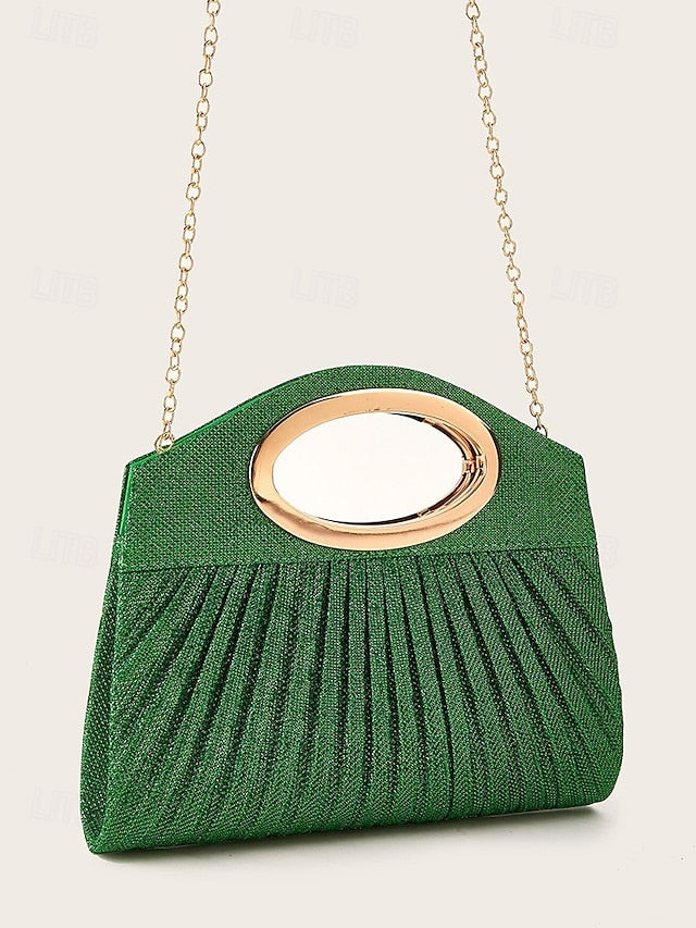 Clutch Glitter Bag Evening with Women's Gold Handle