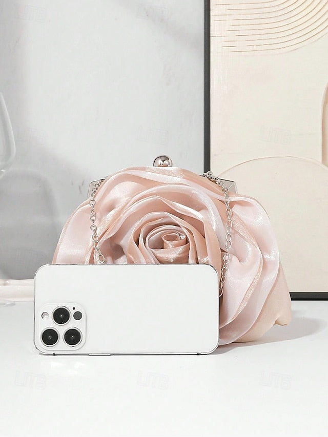 Satin Women's Purse Elegant Clutch Rose – Flower Evening