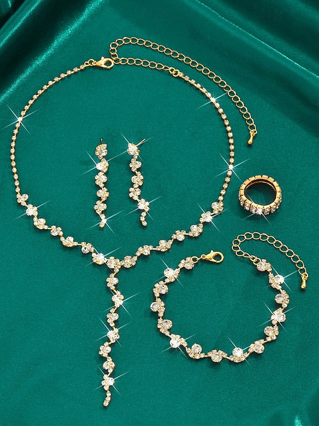 Set Necklace Jewelry Elegant Rhinestone Gold –