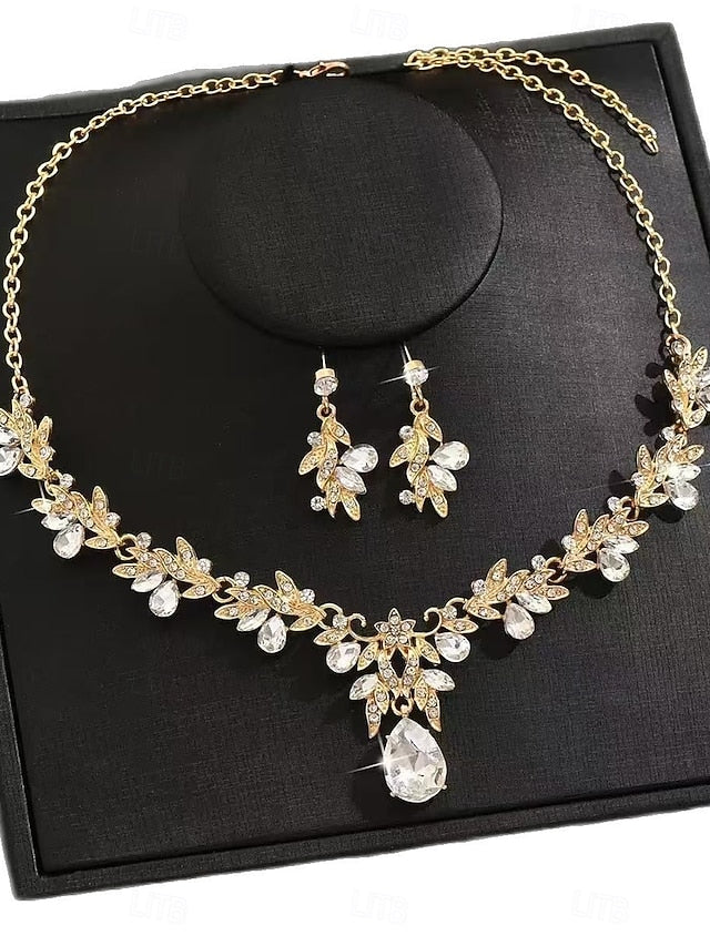 Women's Teardrop Set Pendant Jewelry with - Rhinestone Gold