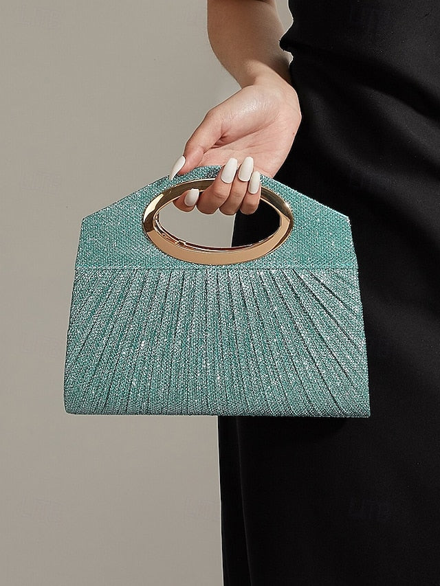 Clutch Glitter Bag Evening with Women's Gold Handle