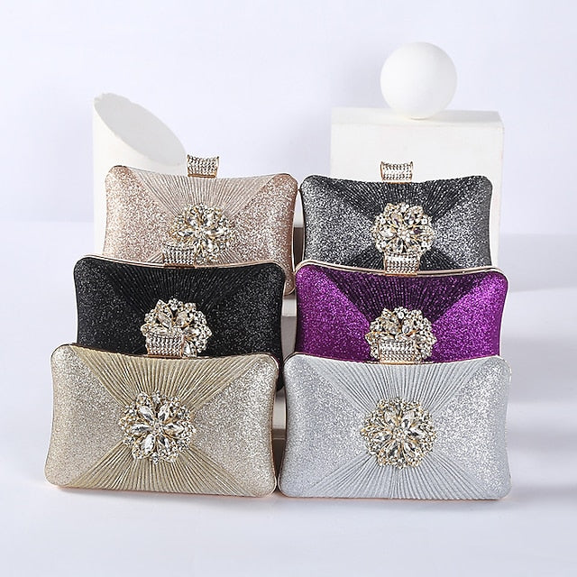 Gold Rhinestone Bag Chain Women's Clutch Strap Elegant with