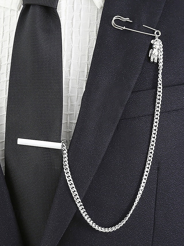 Design Silver Tie with Men's – Wheel Ship Chain Nautical
