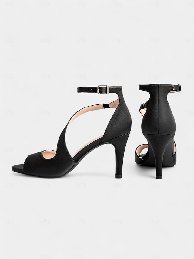 Women for Wedding Peep-Toe Elegant Satin - Heels Nude