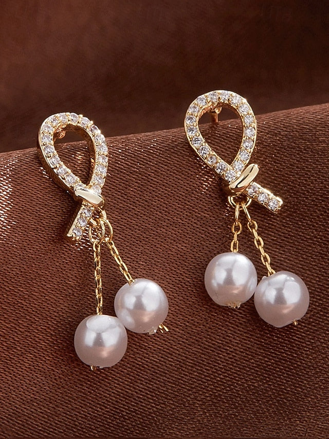 with rhinestone earrings imitation pearl teardrop Women's
