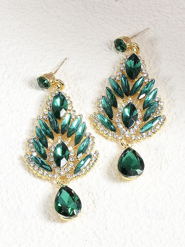 Drop Emerald Green Women's Crystal – Earrings