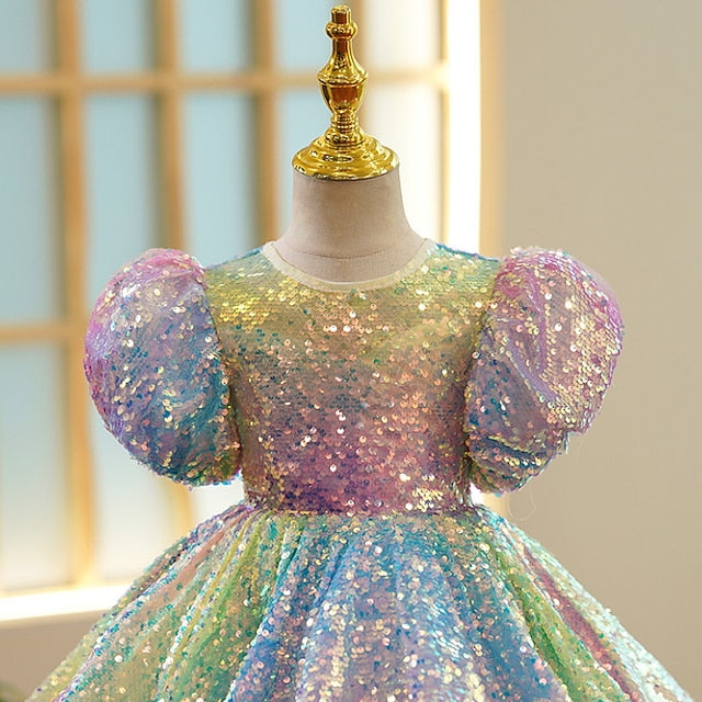 3D Spring Wedding colour Short Sleeve Summer Girls' Dress