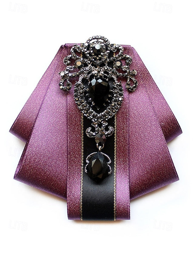 - Elegant Christmas Tie Diamond-Accent Satin Bow Men's