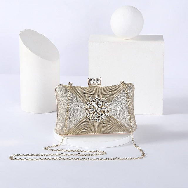 Gold Rhinestone Bag Chain Women's Clutch Strap Elegant with