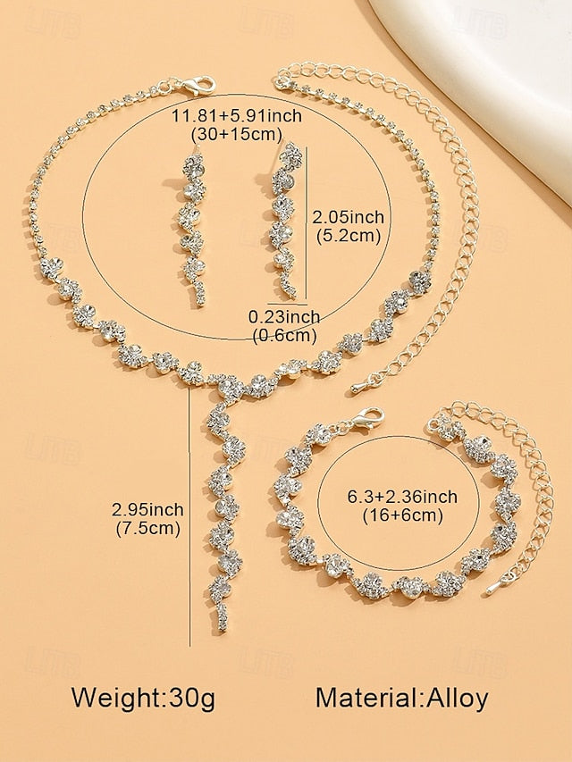 Set Necklace Jewelry Elegant Rhinestone Gold –