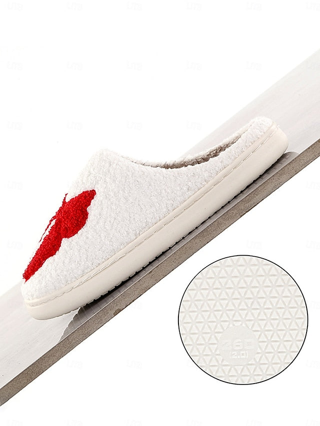 Women's - with Red Soft and Design White Bowknot Slippers