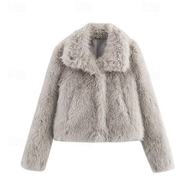 Coat Comfortable Women's Warm Faux Furs Fur Buttons