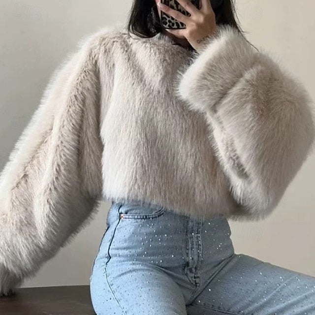 Fur Faux Coat Leathers Comfortable Women's Furs Warm