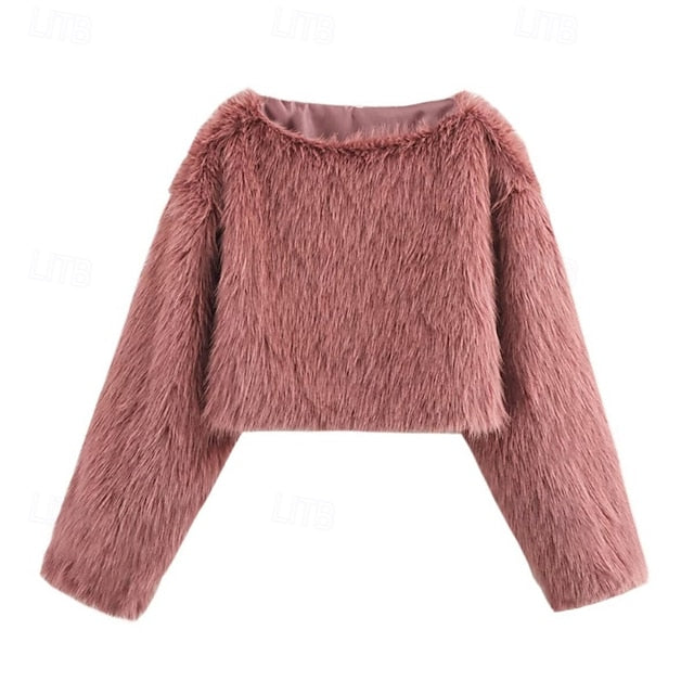 Fur Faux Coat Leathers Comfortable Women's Furs Warm