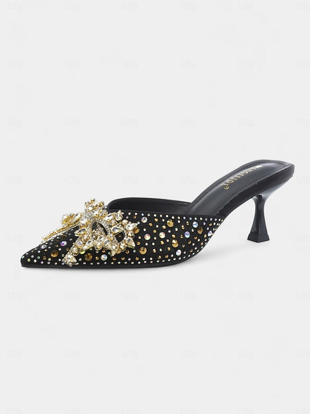- Mules Toe Glitter Pointed Slip-On Women's Rhinestone