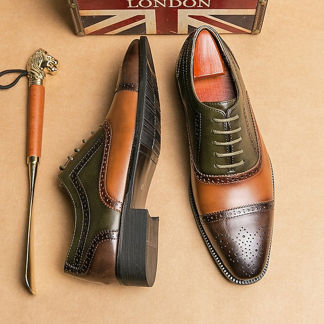 Wingtip Men's Leather Brown Black Shoes Faux – Oxford and