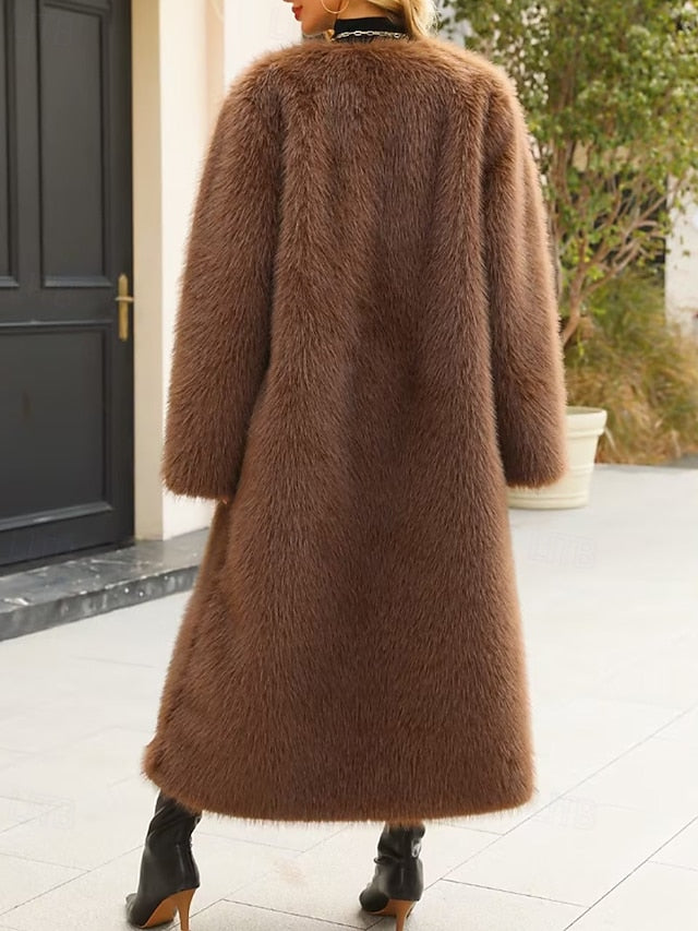 Comfortable Fur Faux Warm Furs Coat Women's