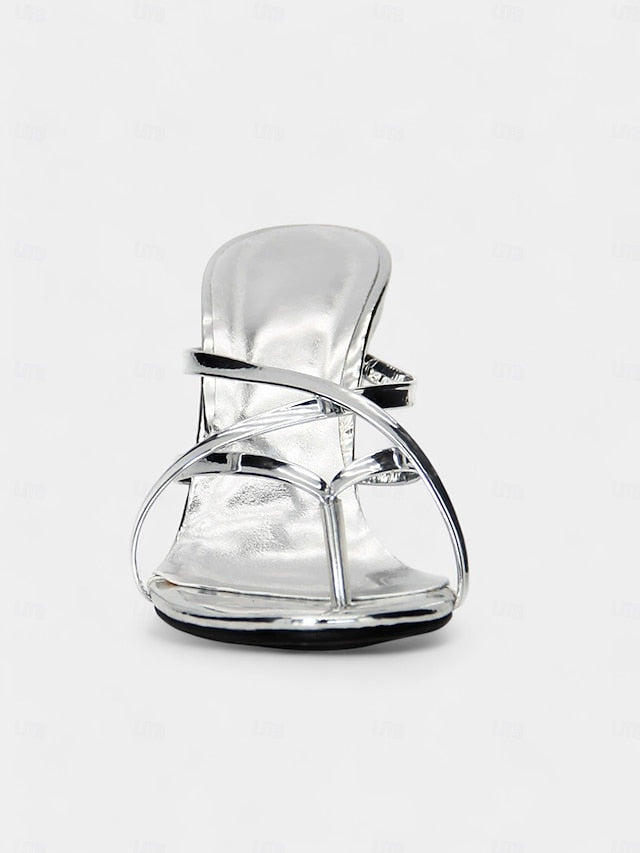 Flat Design - Heel Gold with Unique Sculpted Sandals Metallic