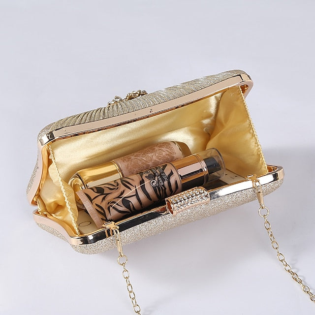 Gold Rhinestone Bag Chain Women's Clutch Strap Elegant with