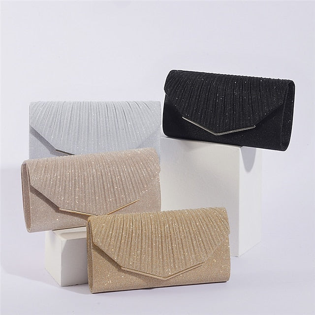 Gold Clutch Glitter Elegant with Bag Evening Women's Metal