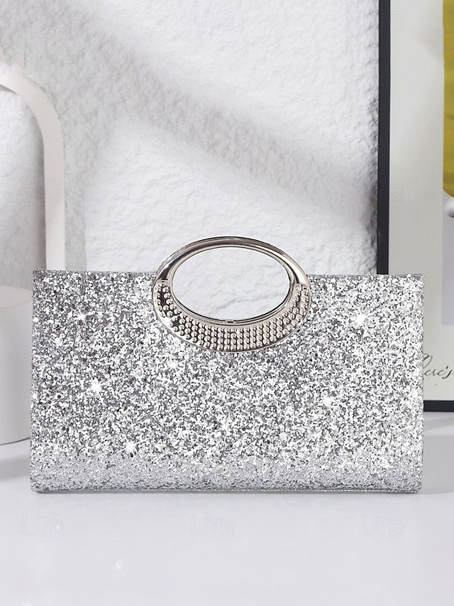 Glitter Gold Evening Women's Clutch Silver Bag with