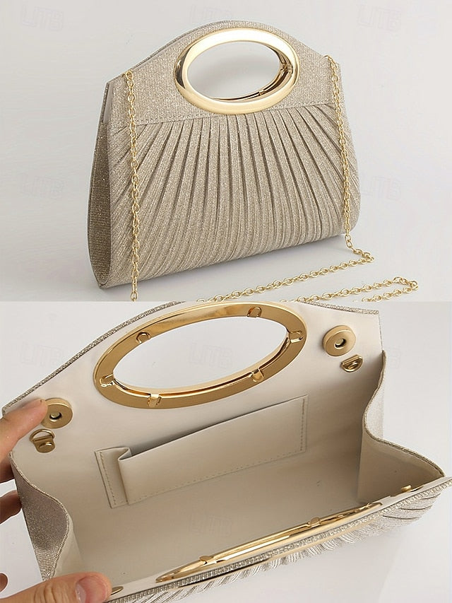 Clutch Glitter Bag Evening with Women's Gold Handle