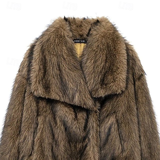 Pocket Fur Furs Women's Warm Coat Faux Comfortable