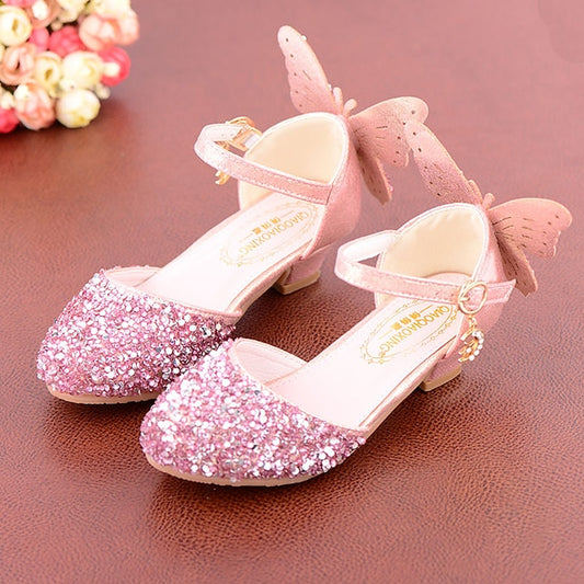 – Sparkly Butterfly Shoes Pink Glitter Princess Girls'