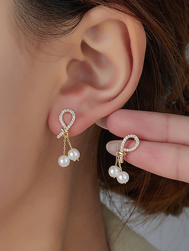 with rhinestone earrings imitation pearl teardrop Women's