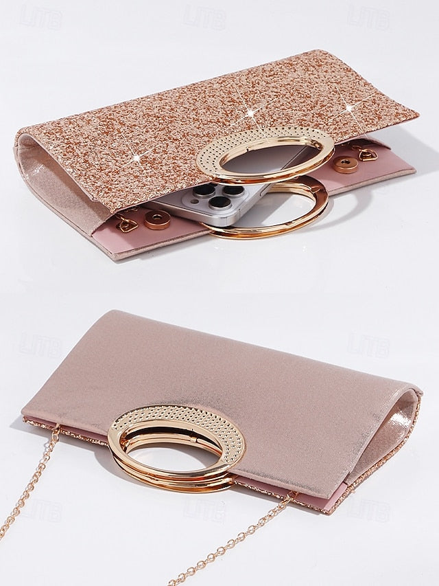 Glitter Gold Evening Women's Clutch Silver Bag with