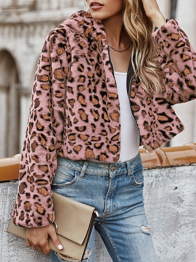 Fur Faux Hoodie Coat Jacket Women's Warm Comfortable