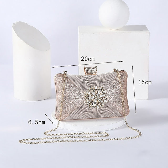 Gold Rhinestone Bag Chain Women's Clutch Strap Elegant with