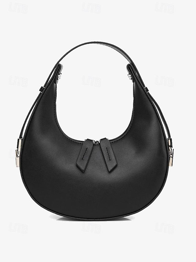 with Elegant Hardware Crescent Hobo Bag Ivory Sleek - Silver