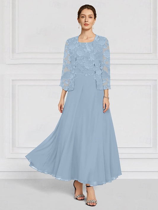 Lace the Floral Mother Bride A-Line of Two SkyBurnt Out Piece