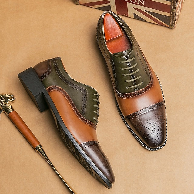 Wingtip Men's Leather Brown Black Shoes Faux – Oxford and