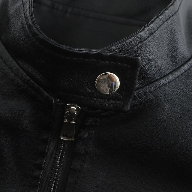 Leather Pocket Comfortable Women's Zipper Jacket Faux