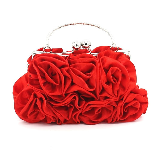 Evening Red Floral Vintage Design Rose – Clutch Elegant Bag
