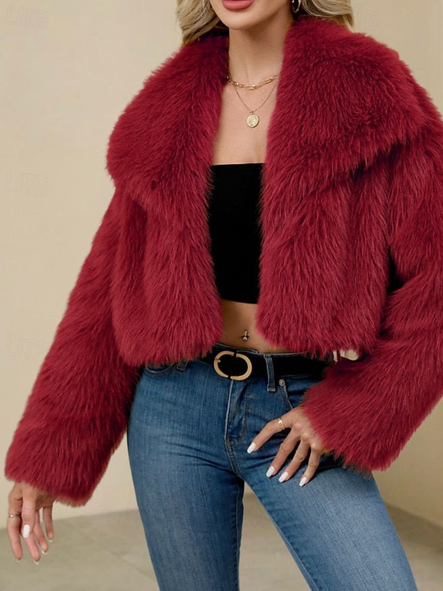 Furs Coat Women's Comfortable Faux Leathers Fur Warm