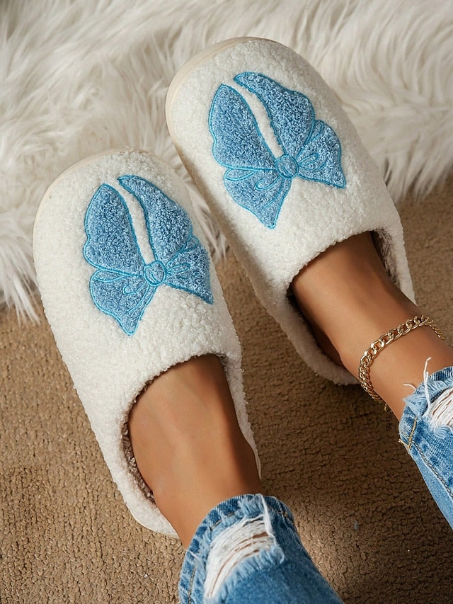 Women's - with Red Soft and Design White Bowknot Slippers