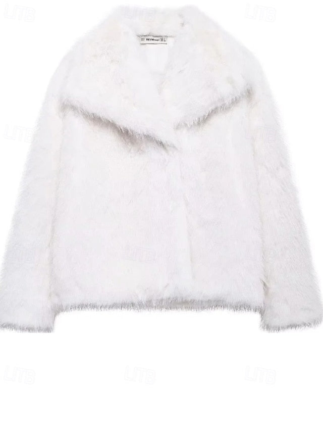 Buttons Furs Women's Warm Faux Comfortable Fur Coat
