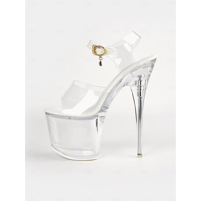 - Ankle Platform Clear Transparent High Sandals Heel with Strap
