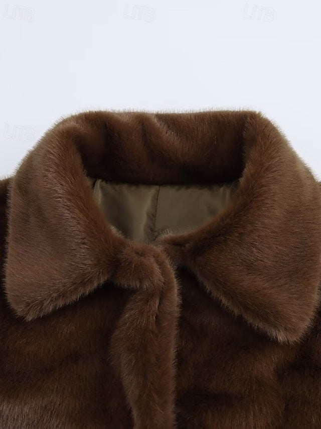 Fur Women's Comfortable Warm Teddy Coat Buttons Faux