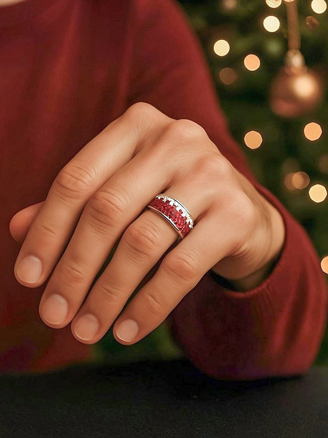 Steel Men's – Ring Red Stylish Christmas Stainless