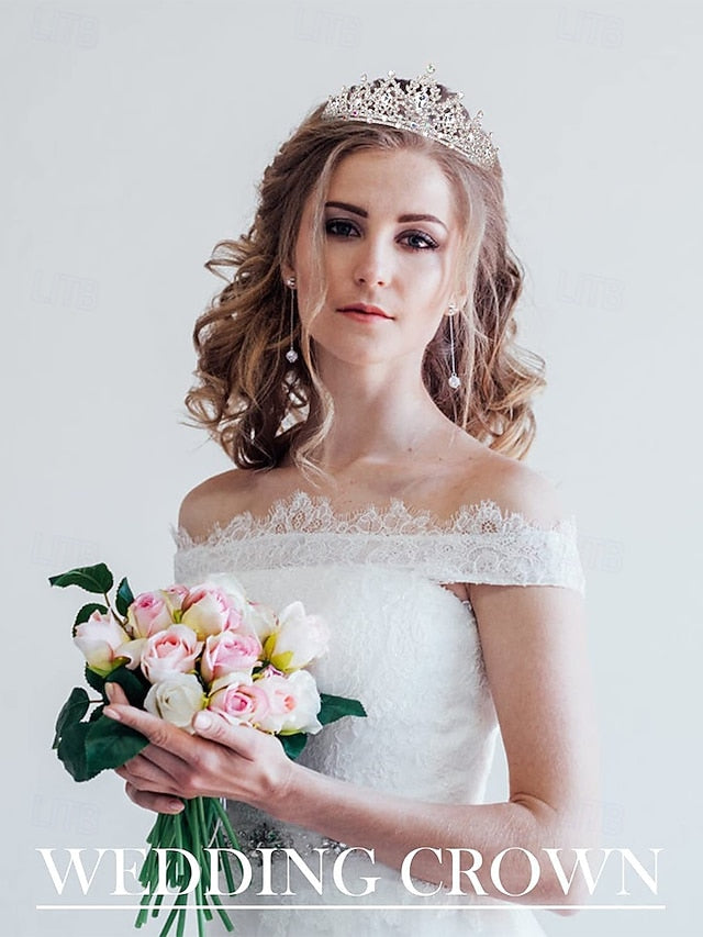 Tiara Women's Set Jewelry and Rhinestone Elegant – Silver