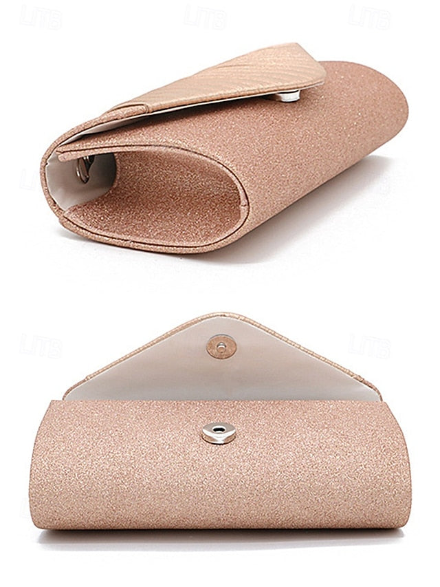 Evening Pleated with Design Champagne Bag Glitter – Clutch