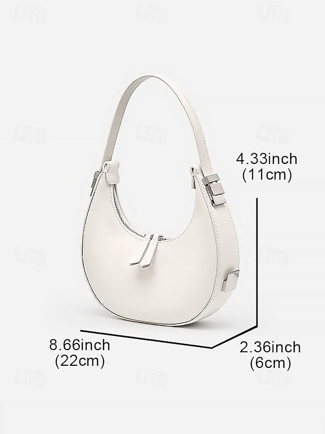 with Elegant Hardware Crescent Hobo Bag Ivory Sleek - Silver