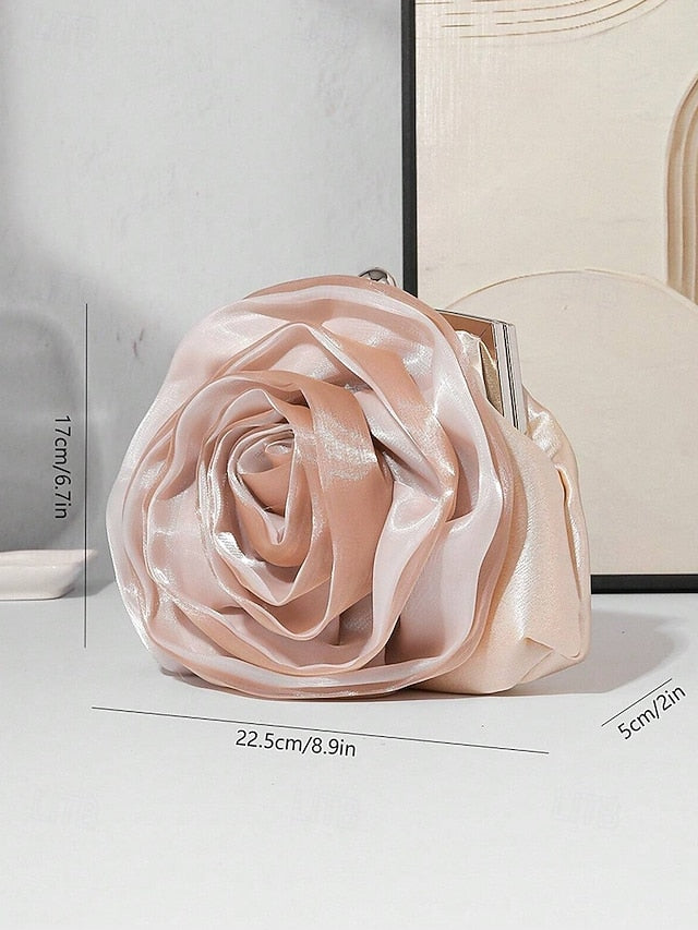 Satin Women's Purse Elegant Clutch Rose – Flower Evening