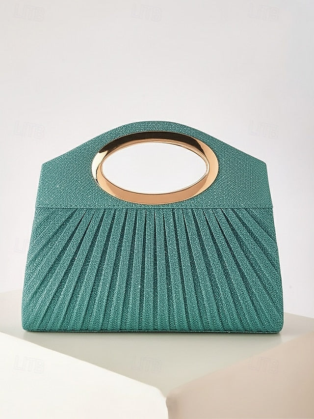 Clutch Glitter Bag Evening with Women's Gold Handle