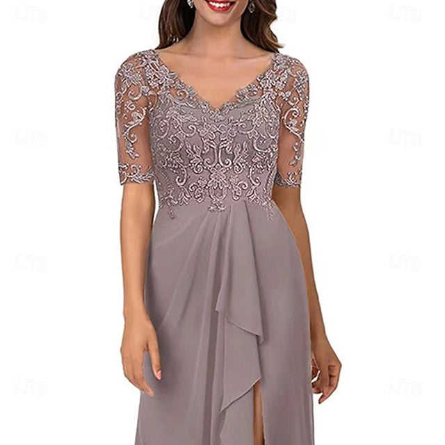Elegant the of Simple Bride V A-Line Mother Neck Dress